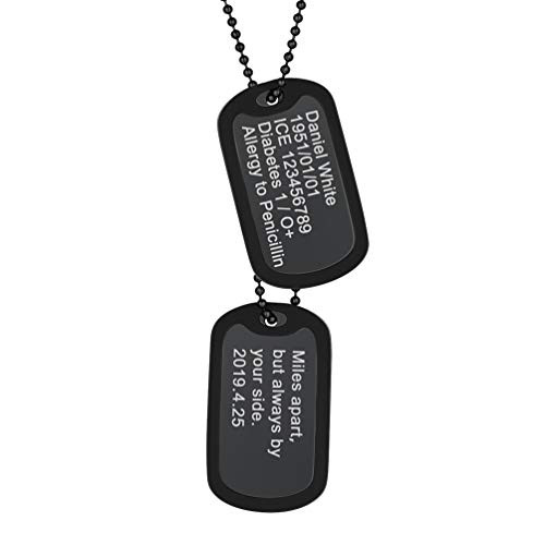 PROSTEEL Personalized Dogtag Chain Necklace Custom Name Jewelry Men Women Boy Pendant Military Army Dog Tags Black Men's Necklaces PROSTEEL Personalized Dogtag Chain Necklace Custom Name Jewelry Men Women Boy Pendant Military Army Dog Tags Black Men's Necklaces