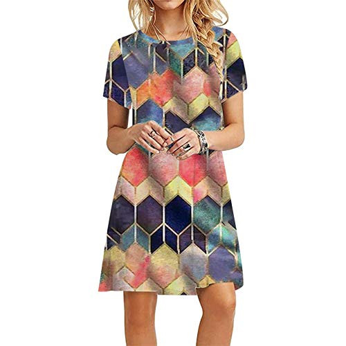 officpb Summer Dresses for WomenFashion Women's Summer Casual Short Sleeve O-Neck Printing Ladies Loose Mini T-Shirt Dress Blue officpb Summer Dresses for WomenFashion Women's Summer Casual Short Sleeve O-Neck Printing Ladies Loose Mini T-Shirt Dress Blue