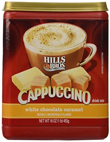 Hills Bros. Instant Cappuccino Mix White Chocolate Caramel CappuccinoEasy to Use Enjoy Coffeehouse Flavor from HomeFrothy Decadent Cappuccino with White Chocolate and Milky Caramel-16 Ounces Pack of 3-