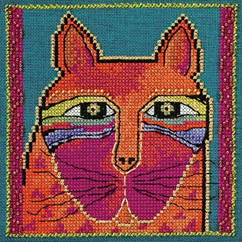 Laurel Burch Wild Orange Cat On Linen Counted Cross Stitch K-5x5 28 Count