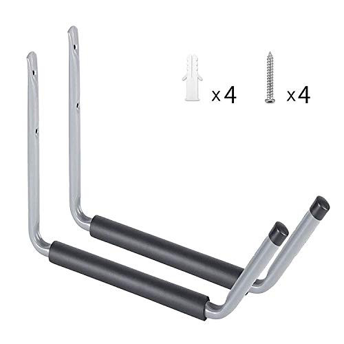 Heavy Duty Garage Indoor Kayak Storage Hooks Hanger, Wall Mounted Utility Hanging Cradle Rack for Canoe Paddle Board, Surfboard,Snow Board,Ski Board, Ladder, Folding Chairs, Bicycle and Tools (2 Pack) Heavy Duty Garage Indoor Kayak Storage Hooks Hanger, Wall Mounted Utility Hanging Cradle Rack for Canoe Paddle Board, Surfboard,Snow Board,Ski Board, Ladder, Folding Chairs, Bicycle and Tools (2 Pack)