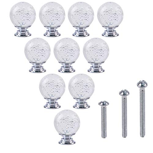 TECKE 10 Pack Crystal Cabinet Knobs for Dresser Drawers Door Pull Furniture Kitchen Drawer Handle Knobs-Transparent-