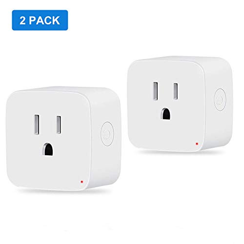 WiFi Mini Smart Plug, Timer Outlet Switches Wireless Socket Compatible with Alexa, Google Home, APP Remote Control No Hub Required (2 Pack)