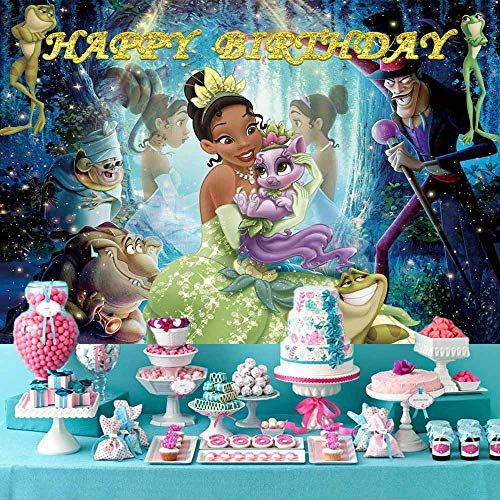 Princess Disney Tiana Backdrop Frog Photo Background for Baby Girls Birthday Party Banner Decorations Children Baby Shower Supplies Cake Table