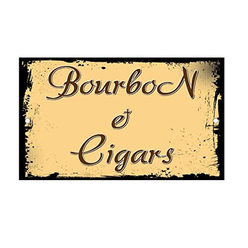 QOQCK Bourbon E Cigars Vintage Novelty Funny Notice Sign for Indoor Outdoor Yard Street Signs Metal Sign Metal tin Sign 8x12 inches