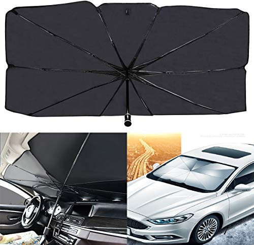 AIKESI Car Umbrella Sun Shade Cover for Windshield UV Reflecting Foldable Front Car Sunshade Umbrella Easy to Use-Store 57'' x 31'' Fit Most Vehicle