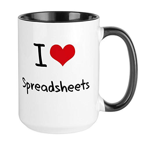 CafePress I Love Spreadsheets Mug Coffee Mug Large 15 oz. White Coffee Cup