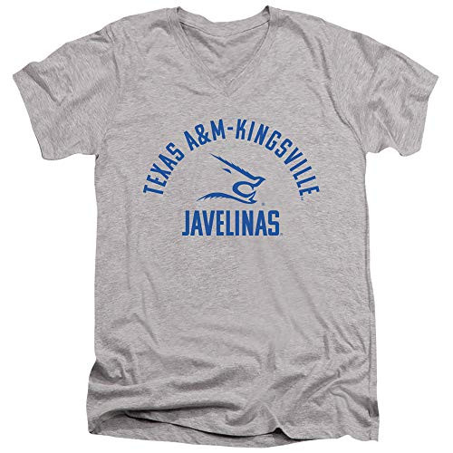 Texas A and M University-Kingsville Official One Color Javelinas Logo Unisex Adult V-Neck T ShirtAthletic Heather Medium Texas A and M University-Kingsville Official One Color Javelinas Logo Unisex Adult V-Neck T ShirtAthletic Heather Medium