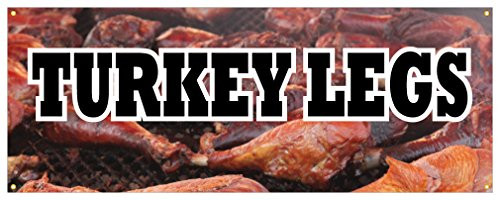 Turkey Legs Banner Fair Food Grilled Hot Fresh Concession Stand Sign 18x48