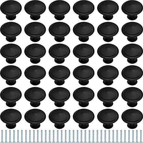 40 Pieces Round Knobs Ring Cabinet Knobs Round Cabinet Pulls Kitchen Cabinet Hardware Cupboard Knobs with Screws for Drawer Pulls Door Knobs Dresser Drawer Handles Knobs -Black1.2 Inch Diameter-