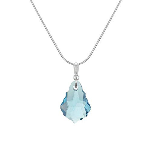 Crystal Aquamarine Baroque Sterling Silver Snake Chain Necklace 18 inch Crystal Aquamarine Baroque Sterling Silver Snake Chain Necklace 18 inch