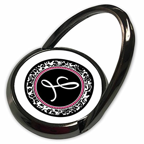 3dRose InspirationzStore Monograms - Letter L Stylish Monogrammed Circle - Girly Personal Initial Personalized Black Damask with hot Pink - Phone Ring -phr-154604-1- 3dRose InspirationzStore Monograms - Letter L Stylish Monogrammed Circle - Girly Personal Initial Personalized Black Damask with hot Pink - Phone Ring -phr-154604-1-