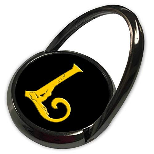 3dRose Alexis Design - Monogram Beauty - Yellow Initial Female Silhouette on Black. Attractive Letter L - Phone Ring -phr-322764-1-