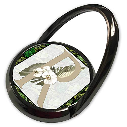 3dRose Monogram Initial R Green Tropical Leaves and Flowers - Phone Rings -phr-340758-1-