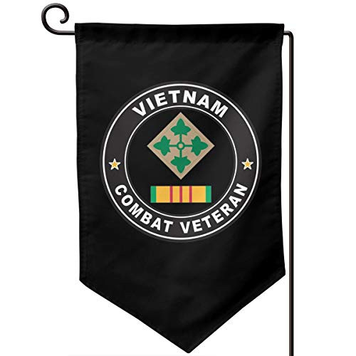 4th Infantry Division Vietnam Combat Veteran Double Sided Garden Flag for Yard Home Flag 12.5 X 18 Inch