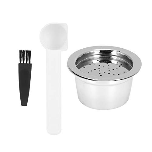 Pwshymi Reusable Coffee Capsule New Stainless Steel Capsules refillable Coffee Pod with Spoon Compatible for k-fee