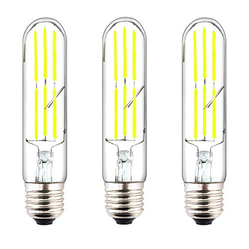 Klarlight T10 Tubular LED E26 Filament Bulbs, 6 Watt Dimmable T10 LED Medium Base Edison Bulb 60W E26 Incandescent Replacement Light Bulbs, Soft White Vintage Clear Glass LED Tubular Bulb