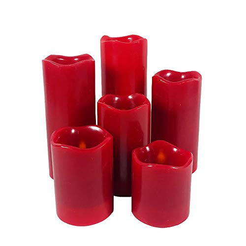 Red Flameless LED Votive Candle Lights, Set of 6 (3"/4"/5"/6"/7"/8") Realistic Flickering Electric Candles Battery Operated, Real Wax Moving Wick LED Pillar Candle Sets with Remote Control 24H Timer Red Flameless LED Votive Candle Lights, Set of 6 (3"/4"/5"/6"/7"/8") Realistic Flickering Electric Candles Battery Operated, Real Wax Moving Wick LED Pillar Candle Sets with Remote Control 24H Timer