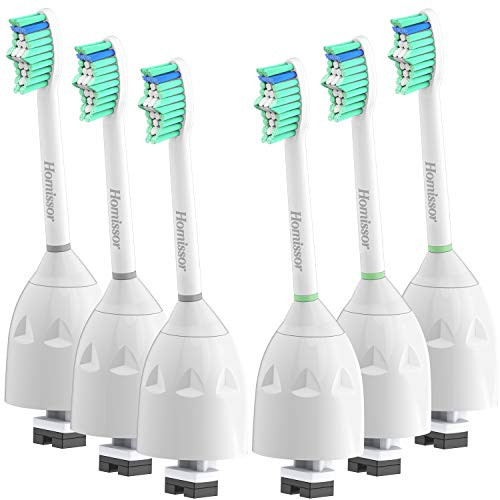 Replacement Brush Heads for Philips Sonicare E-Series HX7022/66, 6 Pack, Fit Sonicare Essence, Xtreme, Elite, Advance and CleanCare Screw-On Phillips Electric Toothbrush Handles by Homissor