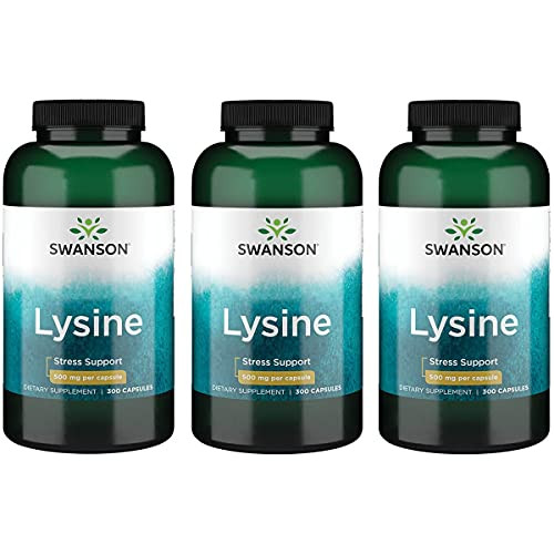Swanson Free-Form L-Lysine 500 mg 300 Caps 3 Pack