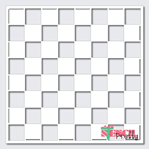 Chess-Checkers Board Stencil Best Vinyl Large Stencils for Painting on Wood Canvas Wall etc.-L -13" x 13"- Ultra Thick Exhibit Grade White Color Material