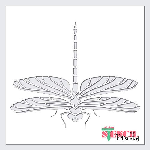 Summertime Stencil - Southern Dragonfly Best Vinyl Large Stencils for Painting on Wood Canvas Wall etc.-S -14" x 11.5"- Ultra Thick Exhibit Grade White Color Material