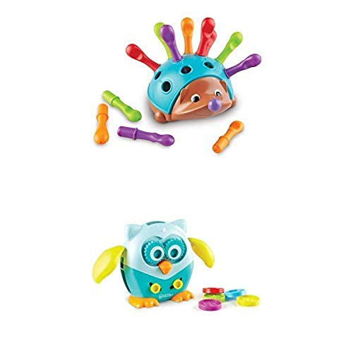 Learning Resources Fine Motor Friends Bundle Spike The Fine Motor Hedgehog  and  Hoot The Fine Motor Owl 2 Pack Ages 18 mos plus