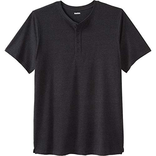 KingSize Men's Big  and  Tall Shrink-Less Lightweight Henley Longer Length T-Shirt - Big - 3XL Heather Charcoal Gray Henley Shirt