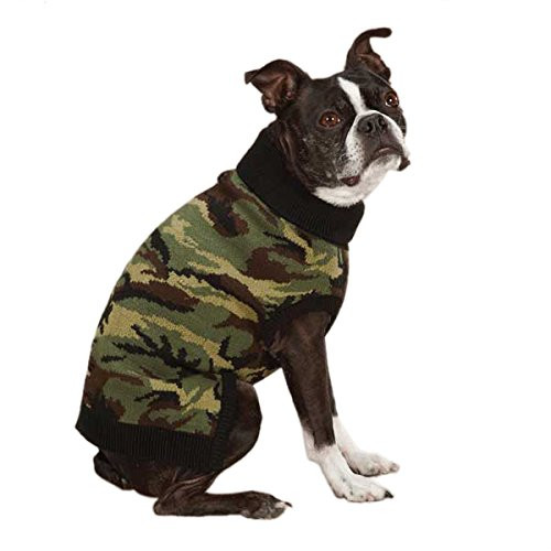 Casual Canine 14-Inch Acrylic Camo Dog Sweater Small-Medium Green