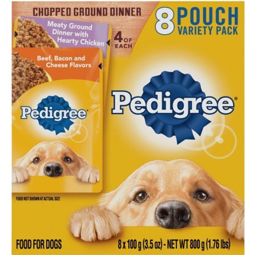 Pedigree Chopped Ground Dinner Variety Pack Hearty Chicken and Beef Bacon and Cheese -Pack of 2- Pedigree Chopped Ground Dinner Variety Pack Hearty Chicken and Beef Bacon and Cheese -Pack of 2-