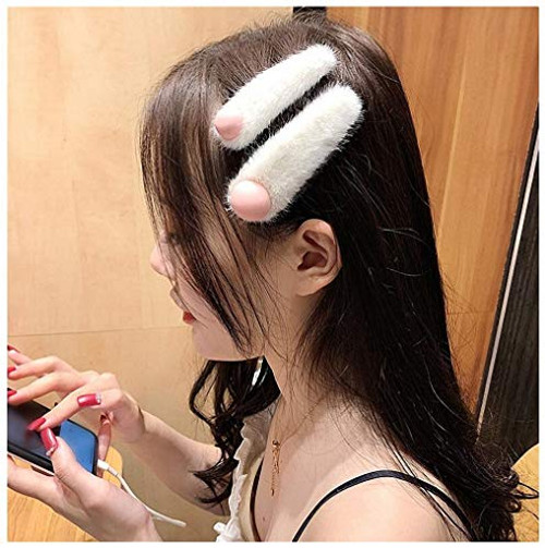 Pudwy Winter Plush Hairpins Women Girls Hair Clips Barrettes Accessories Hair Ornament Hairclip Hairgrip Headdress 14 White
