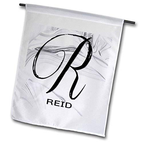 3dRose BrooklynMeme Monograms - White Marble Monogram R - Reid - 12 x 18 inch Garden Flag -fl-310087-1-