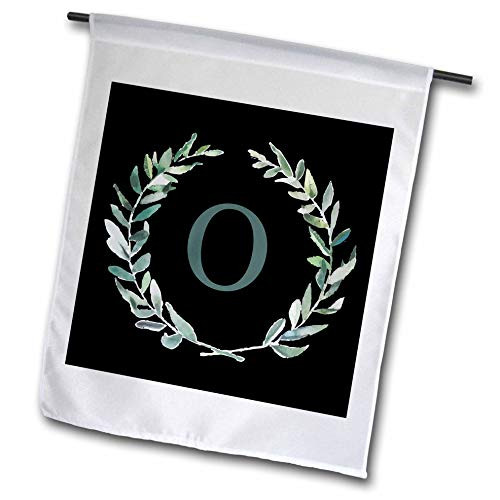 3dRose Wreath with Monogram Initial Letter O in Green on Black Background. - Flags -fl-337371-1-