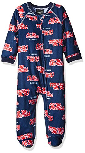 NCAA Mississippi Old Miss Rebels Infant Boys Sleepwear All Over Print Zip Up Coveralls 18 Months Dark Navy