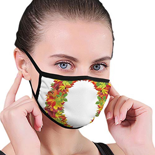 Comfortable Windproof maskAutumn Season Inspired Uppercase O In Various Tones With Summer And Spring LeavesPrinted Facial decorations for adult Comfortable Windproof maskAutumn Season Inspired Uppercase O In Various Tones With Summer And Spring LeavesPrinted Facial decorations for adult