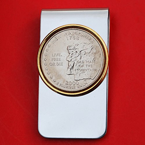 US 2000 New Hampshire State Quarter BU Uncirculated Coin Two Toned Money Clip New