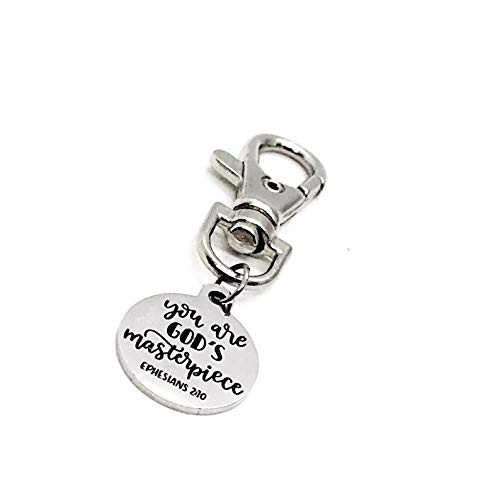 Bag Charm You Are Gods Masterpiece Charm Gift Daughter Gift Ephesians 2 10 Keychain Charm Purse Charm Zipper Pull Clip On Charm