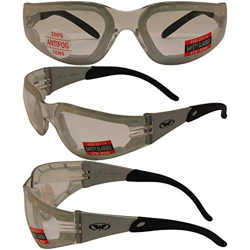 2 Motorcycle Riding Sunglasses or Safety Glasses Day and Night Smoke Clear Meets ANSI Z87.1-2003 Standards for Safety Glasses