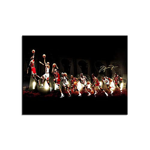 Pangoo Art Michael Jordan Poster Art Decor Framed Print Canvas Poster Painting Wall Decor 16 x 12 Inch