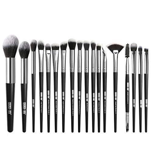 Sayhi 18 PCS Black Foundation Cosmetic Eyebrow Eyeshadow Brush Makeup Brush Sets Tools Kabuki Face Brush