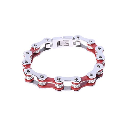 Unisex Stainless Steel Motorcycle Biker Chain Link Bracelets with Rhinestones (E) Unisex Stainless Steel Motorcycle Biker Chain Link Bracelets with Rhinestones (E)