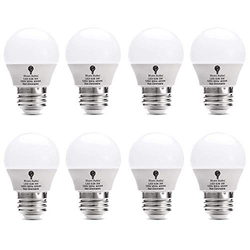 8 Pack BlueX 3W G14 LED Light Bulb 5000K Cool White - 25W Equivalent - E26 Base 120V - Small Night Light Bulbs for Bedroom, Ceiling Fan, Table Lamp, Kitchen, Pendant Fixtures, Dinning Room