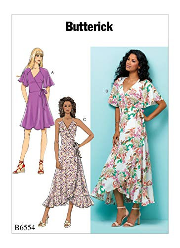 BUTTERICK B6554-BP328 Misses' Wrap Dresses Sz 14-22 Sewing Pattern