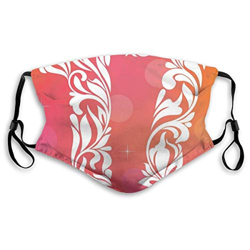 Fashion Facial Windproof mask decorations UnisexFloral Leaves Swirls Seventeen Number With An Abstract Backgroundfor adults