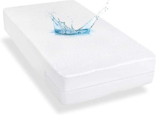 Zippered Mattress Protector with Ultra Soft Cotton Terry Surface 6-Side Waterproof Mattress Encasement Durable Zipper Noiseless for Standard Twin XL Size Mattress 39'' X 80''-Fits 12-16 in. H-