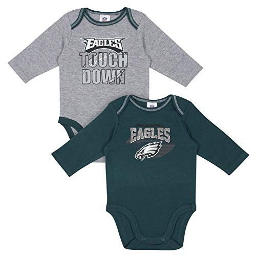 NFL Philadelphia Eagles Boys 2 Pack Long Sleeve BODYSUIT Team Color 3-6M