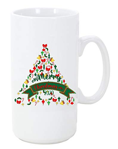 Merry Christmas Tree 2020 Big 20 ounce Ceramic Coffee Mug Tea Cup by M and R
