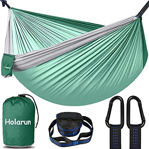 Camping Hammock for 2 Person Portable Double Hammocks Ultralight 210T Nylon Parachute Hammock with 2 Tree Straps  and  Carabiners Lightweight Hammock for Backpacking Hiking Yard Garden Travel