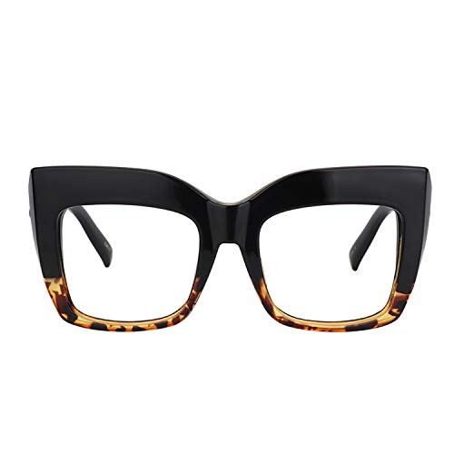 Zeelool Vintage Oversized Thick Cat Eye Glasses for Women with Clear Lenses Alberta FP0668-02 Tortoise