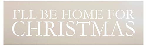 Home for Christmas Stencil by StudioR12  Traditional Holiday Word Art - Reusable Mylar Template  Painting Chalk Mixed Media  Use for Journaling DIY Home Decor - STCL1387 -18" x 5"-